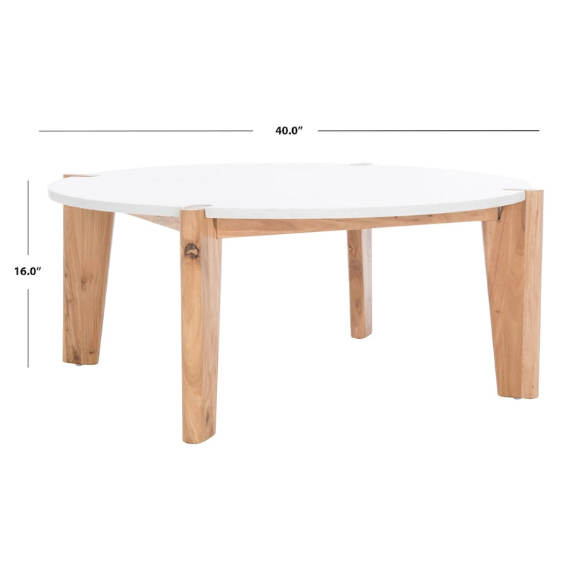 Table basse ronde avec plateau en marbre