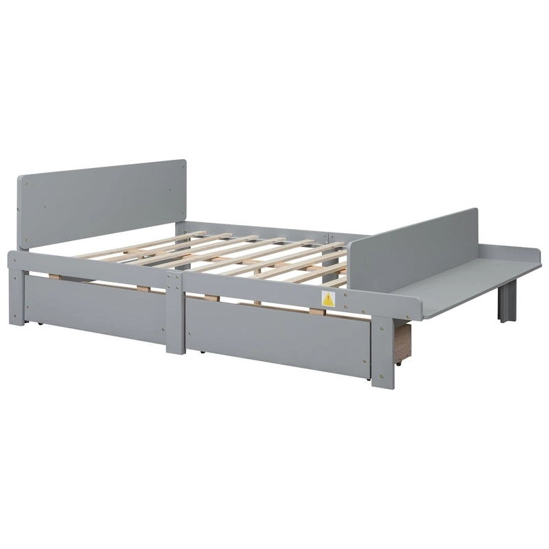 Lit double avec banc de pied de lit, 2 tiroirs