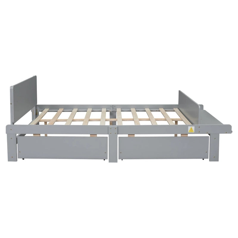 Lit double avec banc de pied de lit, 2 tiroirs
