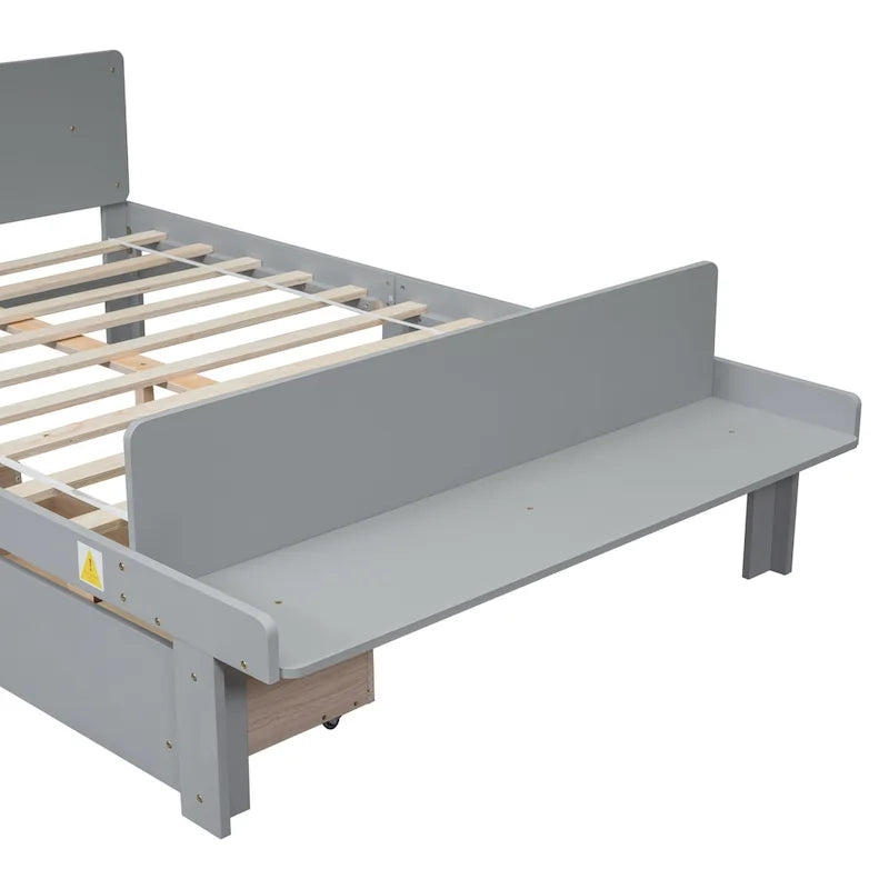 Lit double avec banc de pied de lit, 2 tiroirs
