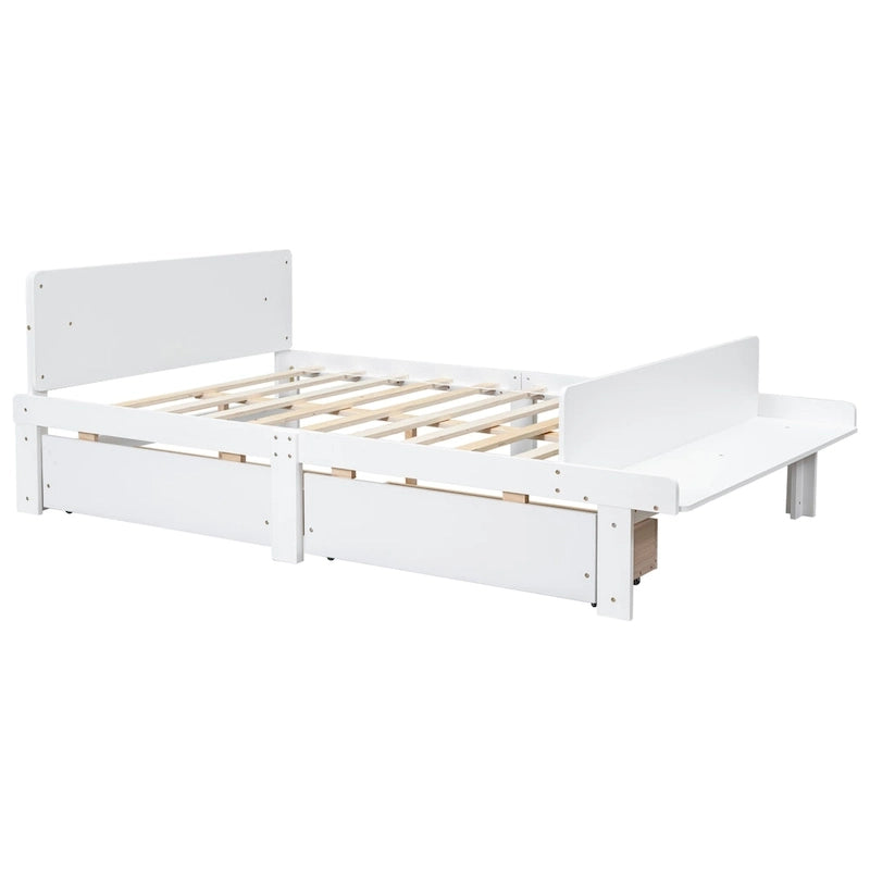 Lit double avec banc de pied de lit, 2 tiroirs