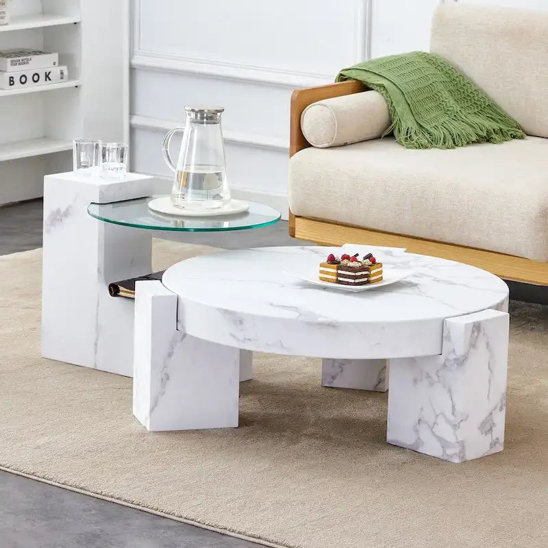 Table basse en MDF aspect marbre