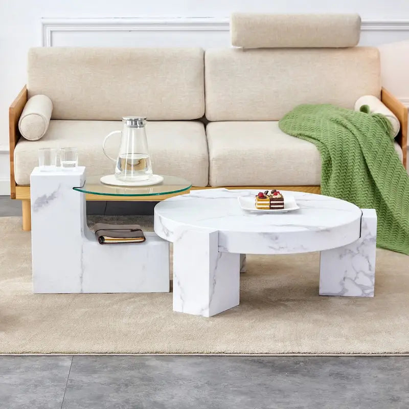 Table basse en MDF aspect marbre