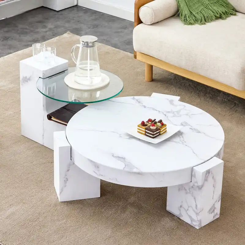 Table basse en MDF aspect marbre