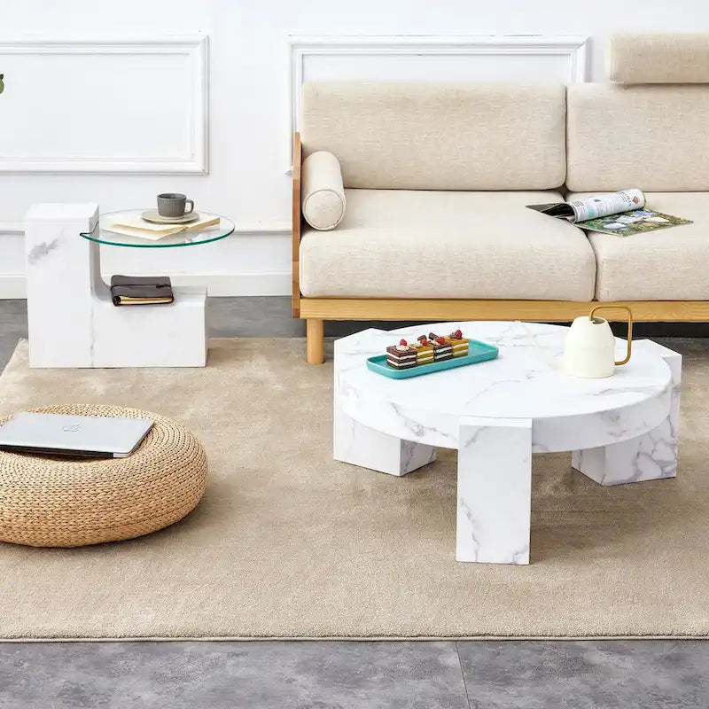 Table basse en MDF aspect marbre