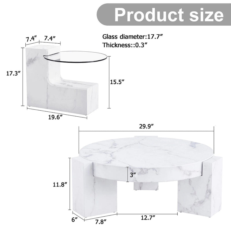 Table basse en MDF aspect marbre