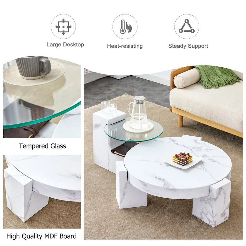 Table basse en MDF aspect marbre