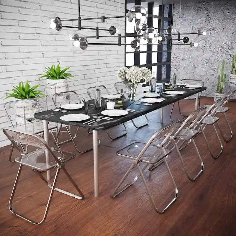 Chaises pliantes de salle à manger (piètement chromé) — Lot de 4