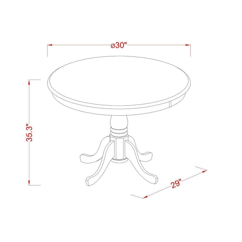 Ensemble de salle à manger 3 pièces : comprend une table à manger ronde et deux chaises de cuisine — Bois de chêne (plusieurs styles de chaises disponibles)