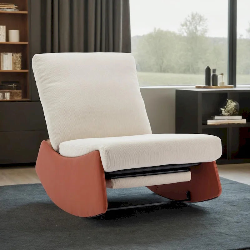Fauteuil à bascule inclinable moderne, fauteuil à bascule confortable pour chambre de bébé avec repose-pieds, fauteuil de lecture d'appoint, fauteuil de salon rembourré