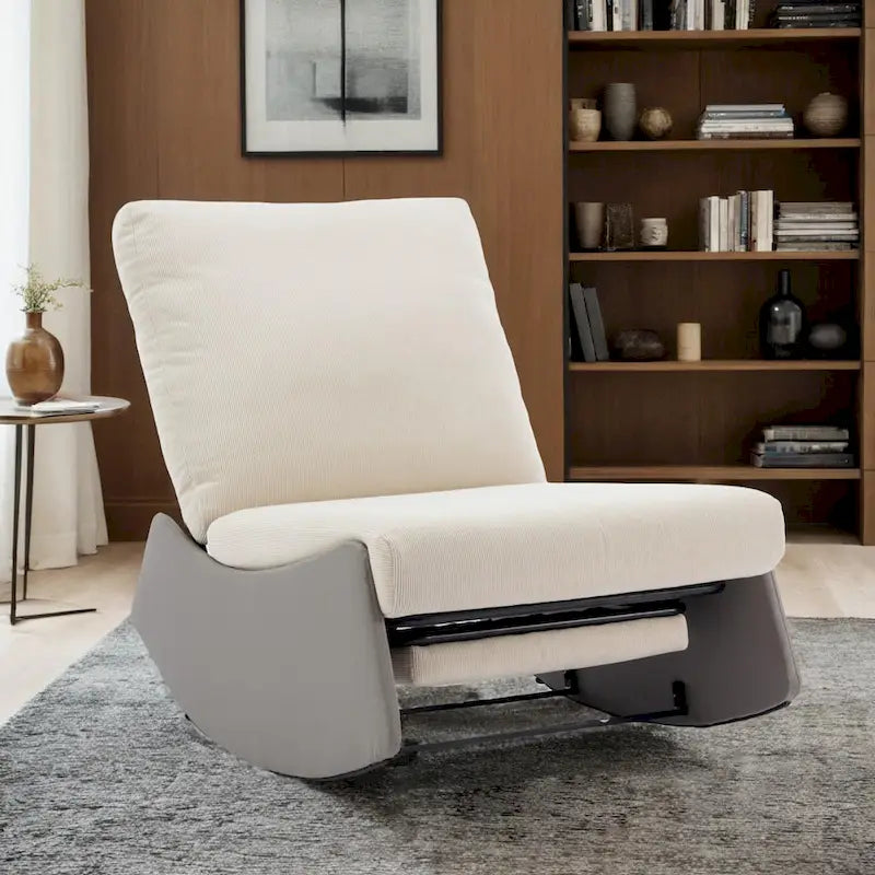 Fauteuil à bascule inclinable moderne, fauteuil à bascule confortable pour chambre de bébé avec repose-pieds, fauteuil de lecture d'appoint, fauteuil de salon rembourré