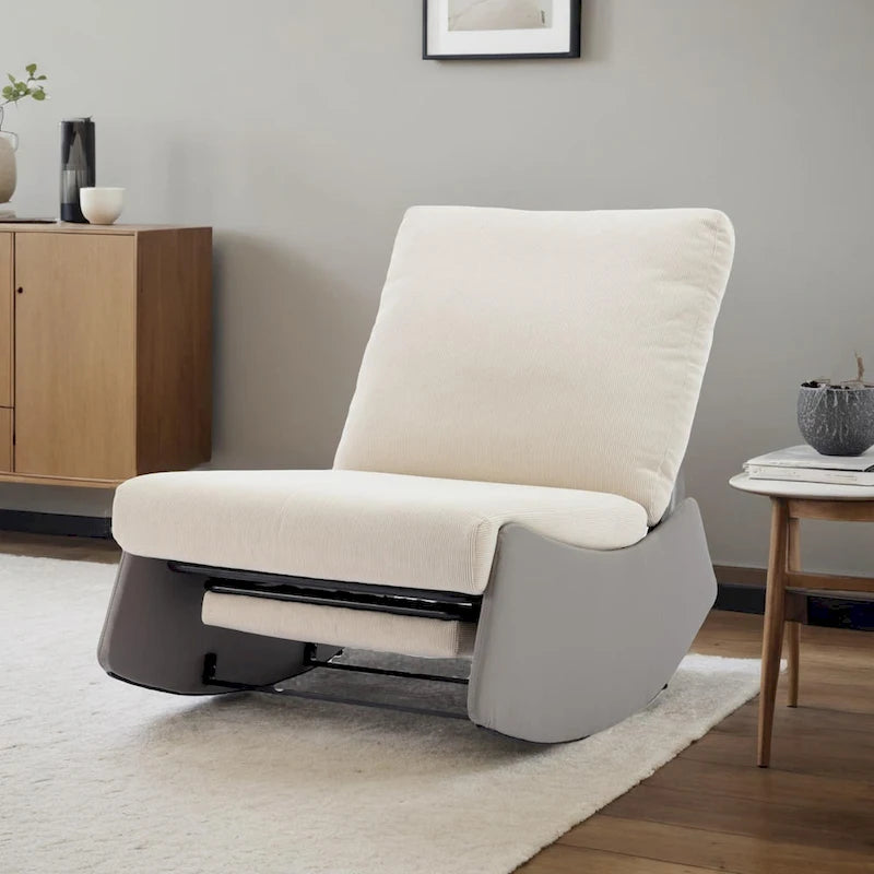 Fauteuil à bascule inclinable moderne, fauteuil à bascule confortable pour chambre de bébé avec repose-pieds, fauteuil de lecture d'appoint, fauteuil de salon rembourré