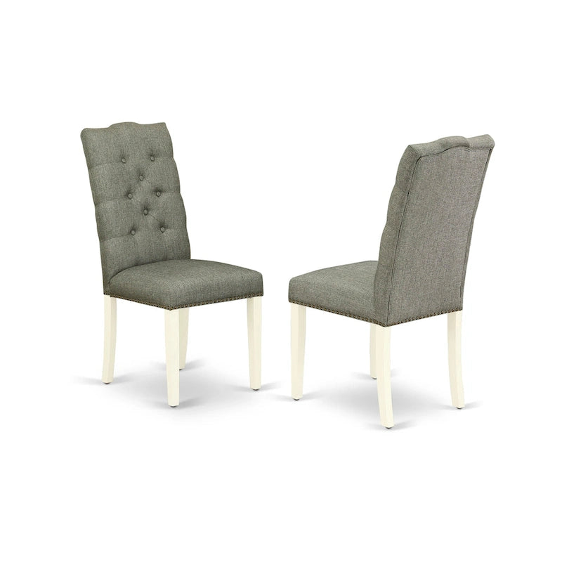 Ensemble de meubles de salle à manger — Table de salle à manger assortie de chaises Parsons en lin gris, blanc cassé (quantité sélectionnable)