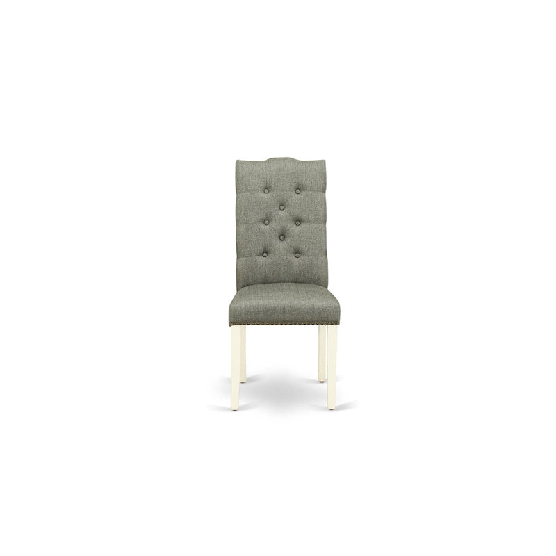 Ensemble de meubles de salle à manger — Table de salle à manger assortie de chaises Parsons en lin gris, blanc cassé (quantité sélectionnable)
