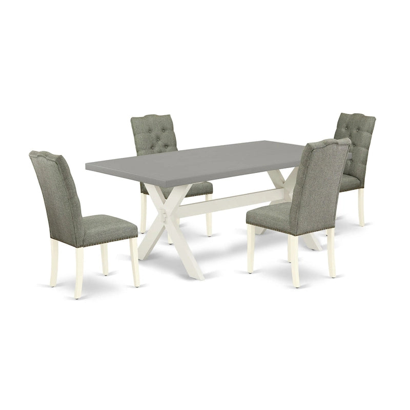Ensemble de meubles de salle à manger — Table de salle à manger assortie de chaises Parsons en lin gris, blanc cassé (quantité sélectionnable)